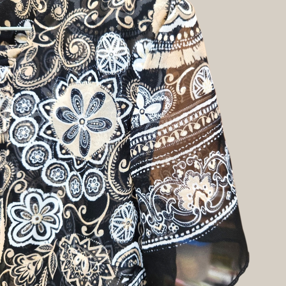 Coldwater Creek 2 Piece Floral Paisley Dress with A Sheer Overlay Like New - Picture 4 of 9
